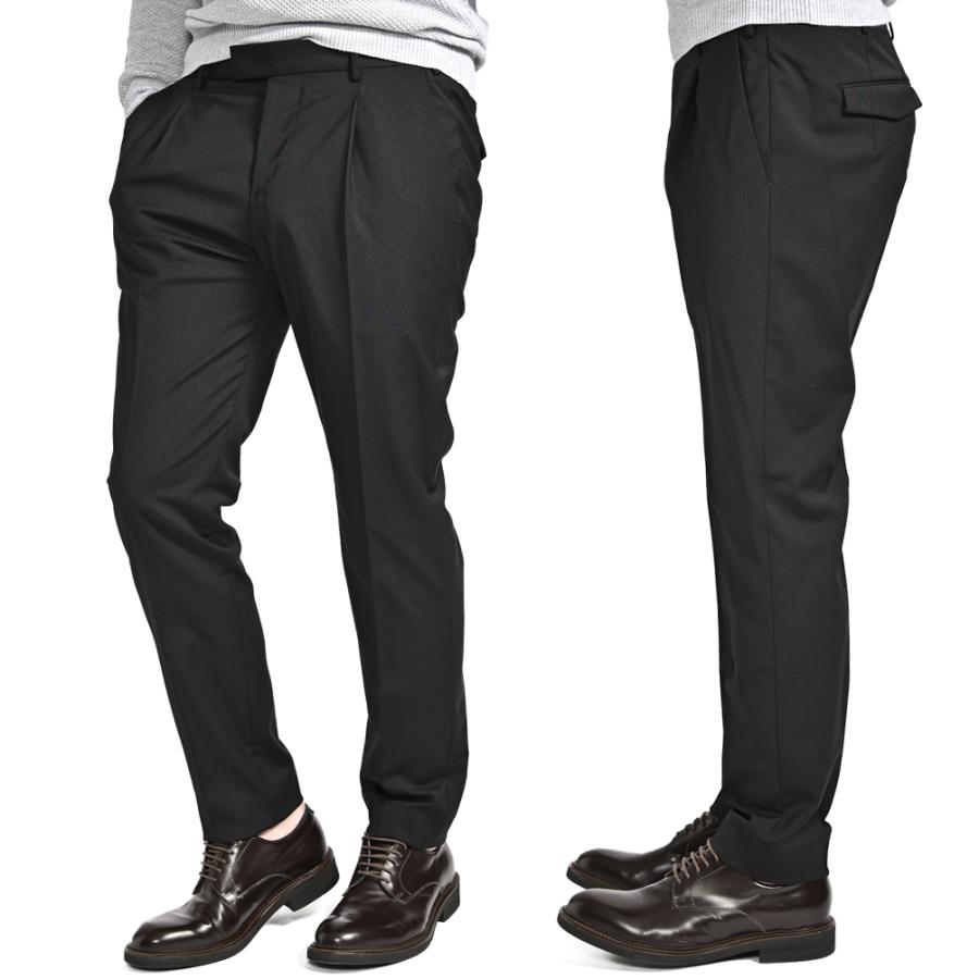 PT TORINO ピーティートリノ / Traveller MASTER FIT イージースラックス ワンタック パンツ WASHABLE WOOL ブラック / 26SS新作の画像