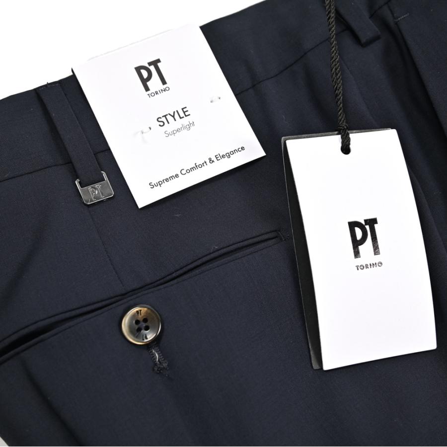 PT TORINO ピーティートリノ / Superlight UNION FIT スラックス ワンタック パンツ SUPER 130'S ウール100% ネイビー / 26SS新作の画像