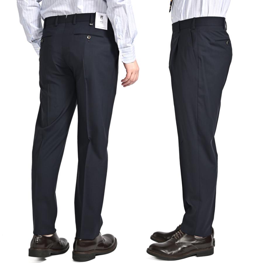 PT TORINO ピーティートリノ / Superlight UNION FIT スラックス ワンタック パンツ SUPER 130'S ウール100% ネイビー / 26SS新作の画像