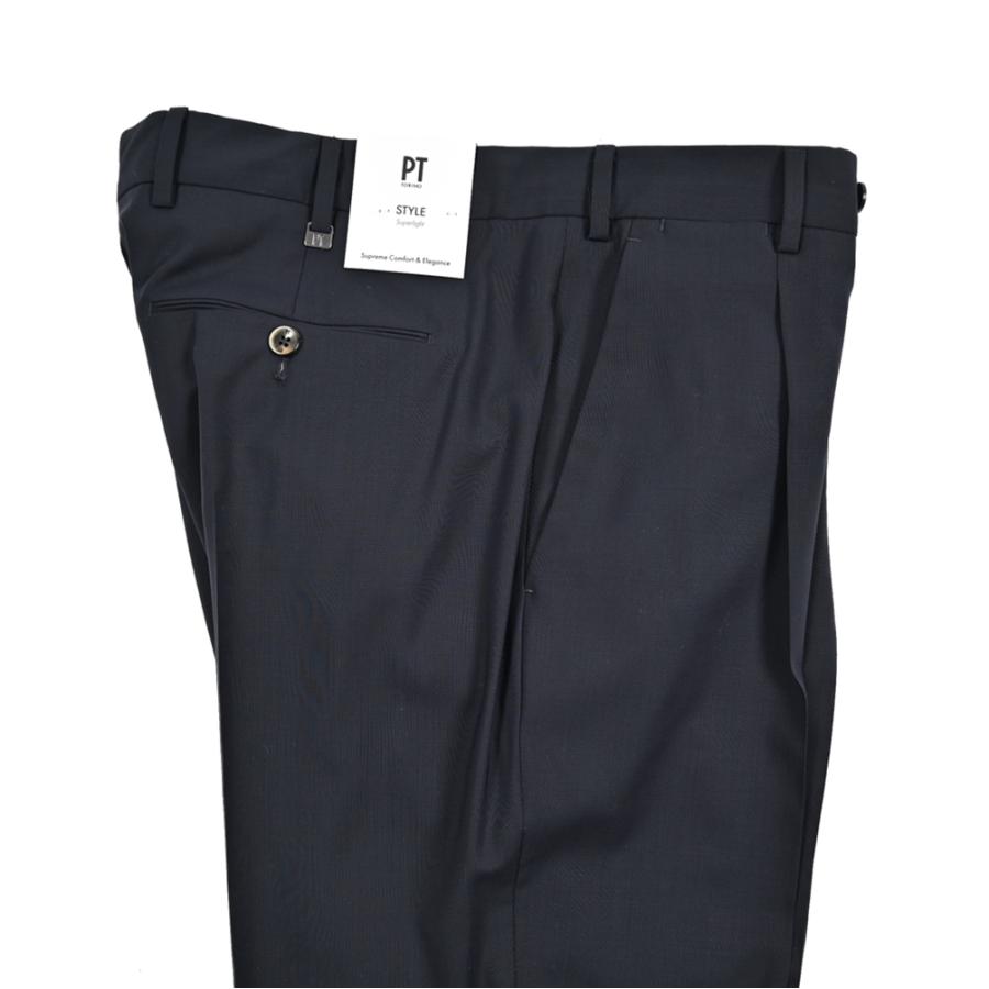 PT TORINO ピーティートリノ / Superlight UNION FIT スラックス ワンタック パンツ SUPER 130'S ウール100% ネイビー / 26SS新作の画像