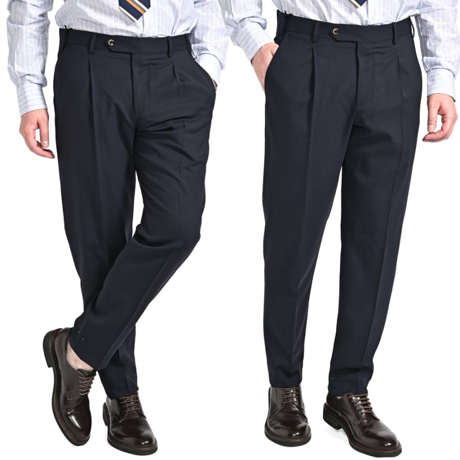 PT TORINO ピーティートリノ / Superlight UNION FIT スラックス ワンタック パンツ SUPER 130'S ウール100% ネイビー / 26SS新作の画像