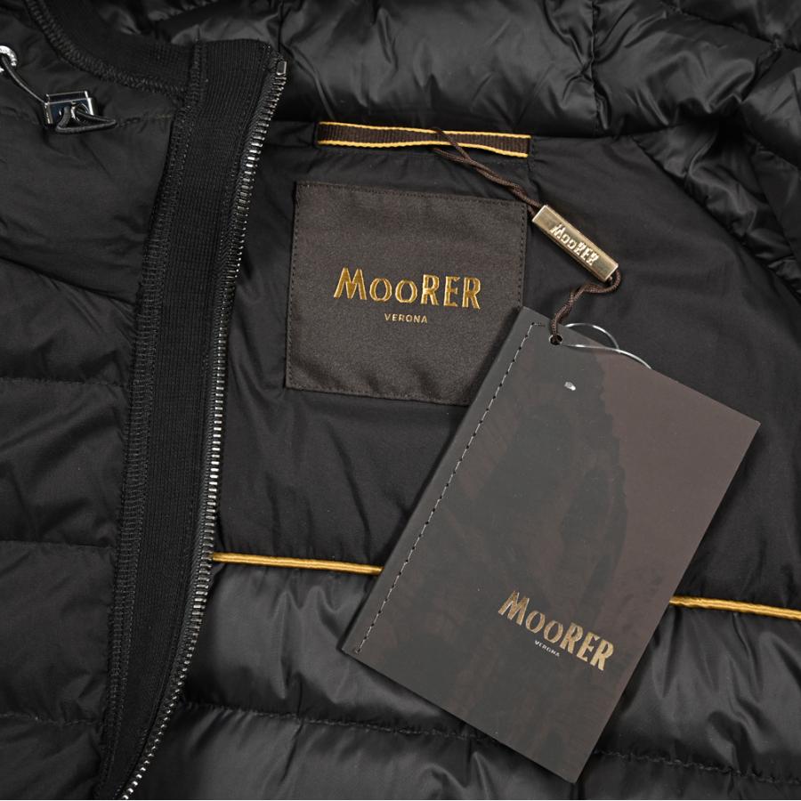 MOORER ムーレー / ARDEN-S3F ダウンベスト フーディー ブルゾン ライトアウター グースダウン ナイロン ストレッチ コットン ブラック / セールの画像