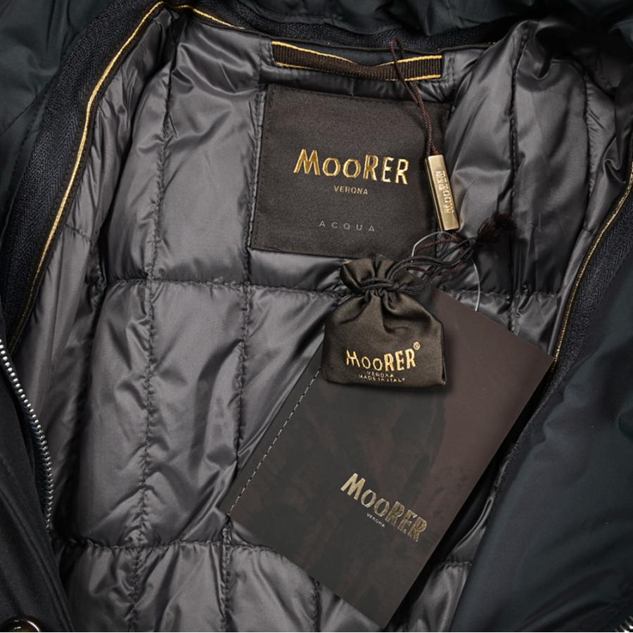 MOORER ムーレー / EDWIN-GF フード付き ダウンステンカラーコート アウター ACQUA PROOF 防水透湿 ポリエステル100% ダークネイビー / セールの画像