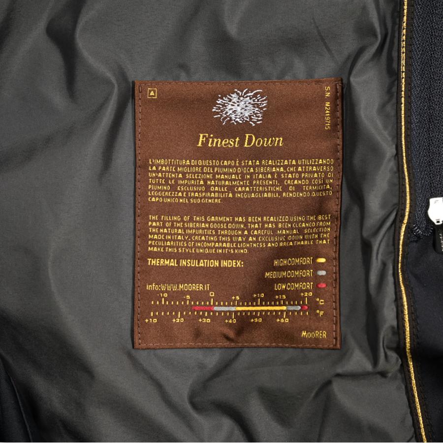 MOORER ムーレー / EDWIN-GF フード付き ダウンステンカラーコート アウター ACQUA PROOF 防水透湿 ポリエステル100% ダークネイビー / セールの画像