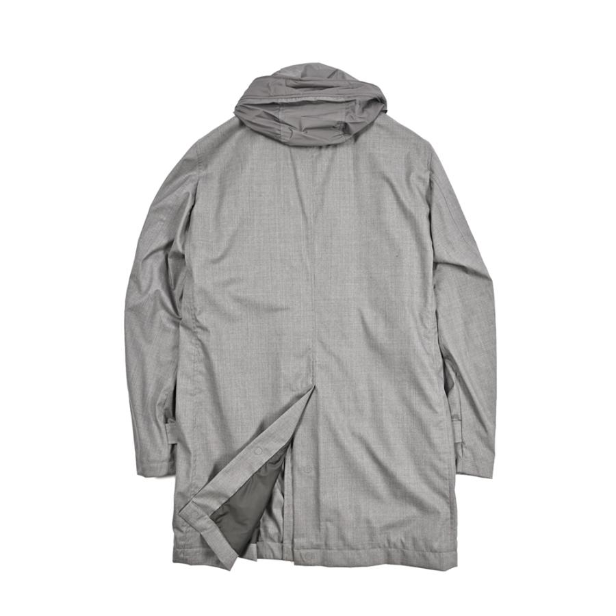 MOORER ムーレー / EDWIN-L5 フード付き ダウンステンカラーコート フライフロント ライトアウター ACQUA RESISTANT 撥水透湿 ウール シルク グレー / セールの画像