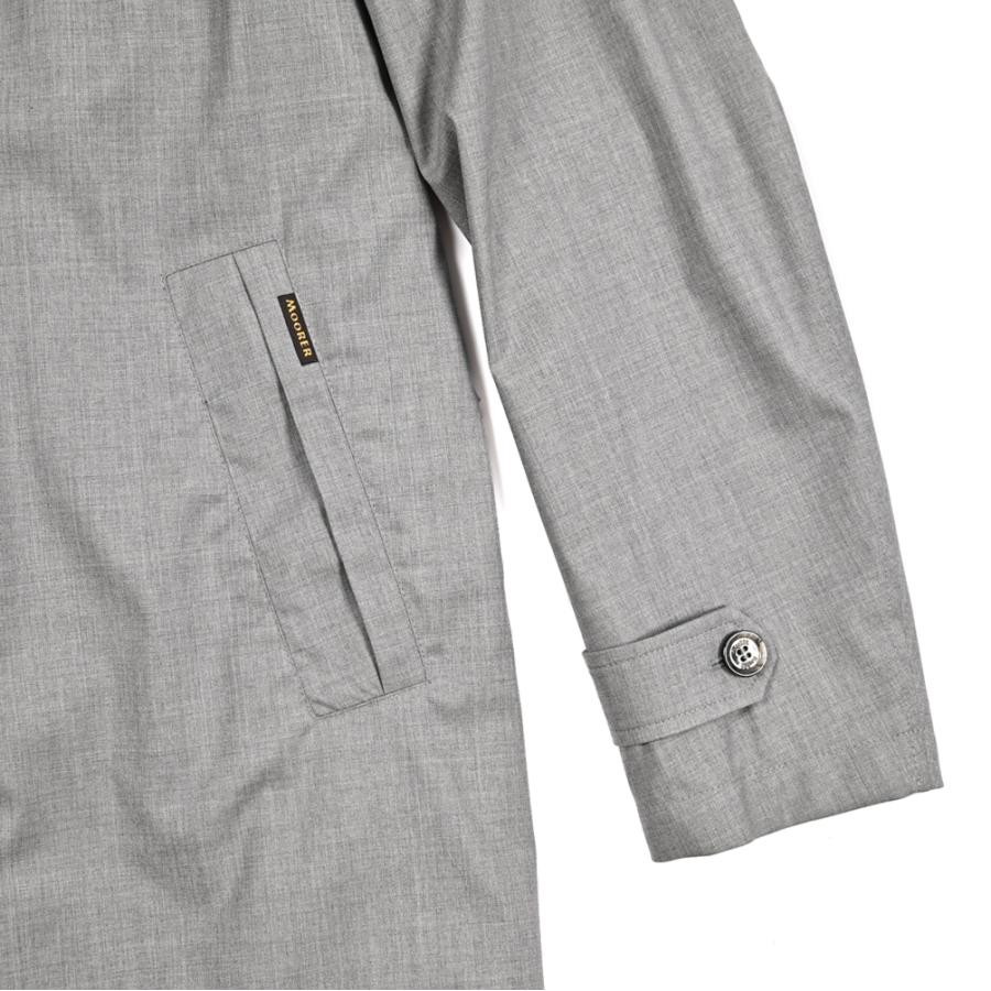 MOORER ムーレー / EDWIN-L5 フード付き ダウンステンカラーコート フライフロント ライトアウター ACQUA RESISTANT 撥水透湿 ウール シルク グレー / セールの画像
