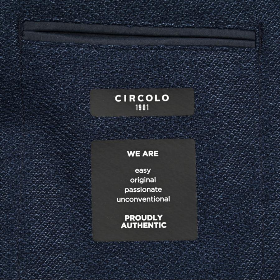CIRCOLO 1901 チルコロ / 麻混 テーラードジャケット イージーブレザー 6Bダブルブレスト ピークドラペル コットン リネン ネイビー / 26SSの画像