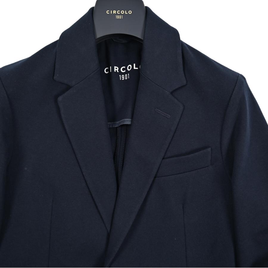 CIRCOLO 1901 チルコロ / テーラードジャケット イージーブレザー 2Bシングル セットアップ対応 フリース コットン ストレッチ ネイビー / 26SSの画像