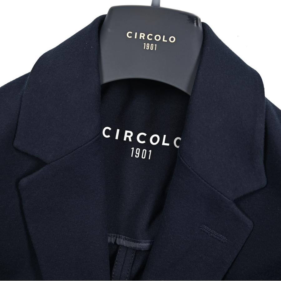 CIRCOLO 1901 チルコロ / テーラードジャケット イージーブレザー 2Bシングル セットアップ対応 フリース コットン ストレッチ ネイビー / 26SSの画像
