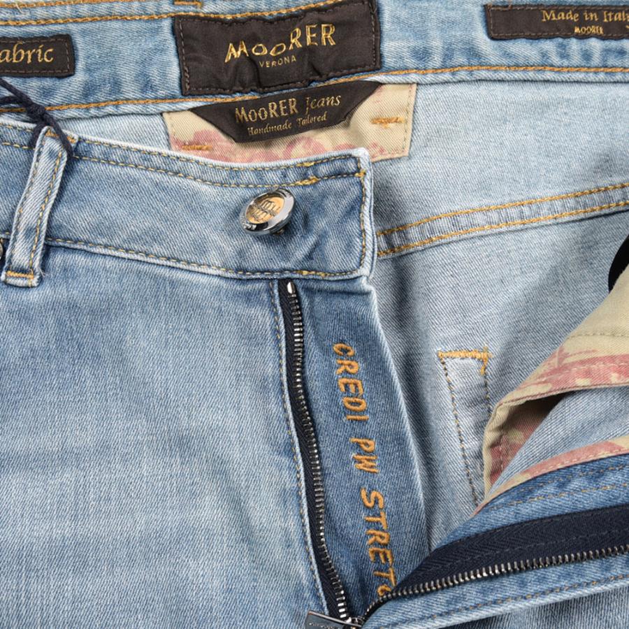MOORER ムーレー / CREDI-PS705 デニムジーンズ 5ポケット パンツ スリムフィット 日本製生地 コットン ストレッチ ライトブルー / セールの画像