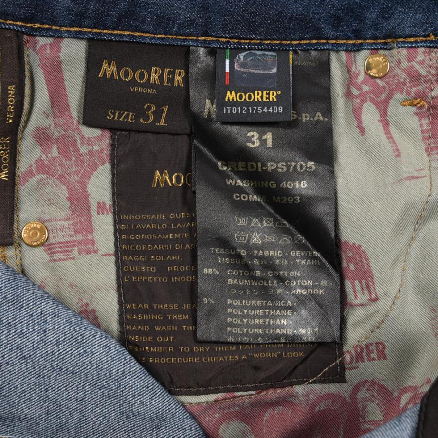 MOORER ムーレー / CREDI-PS705 デニムジーンズ 5ポケット パンツ スリムフィット 日本製生地 コットン ストレッチ ネイビー_17