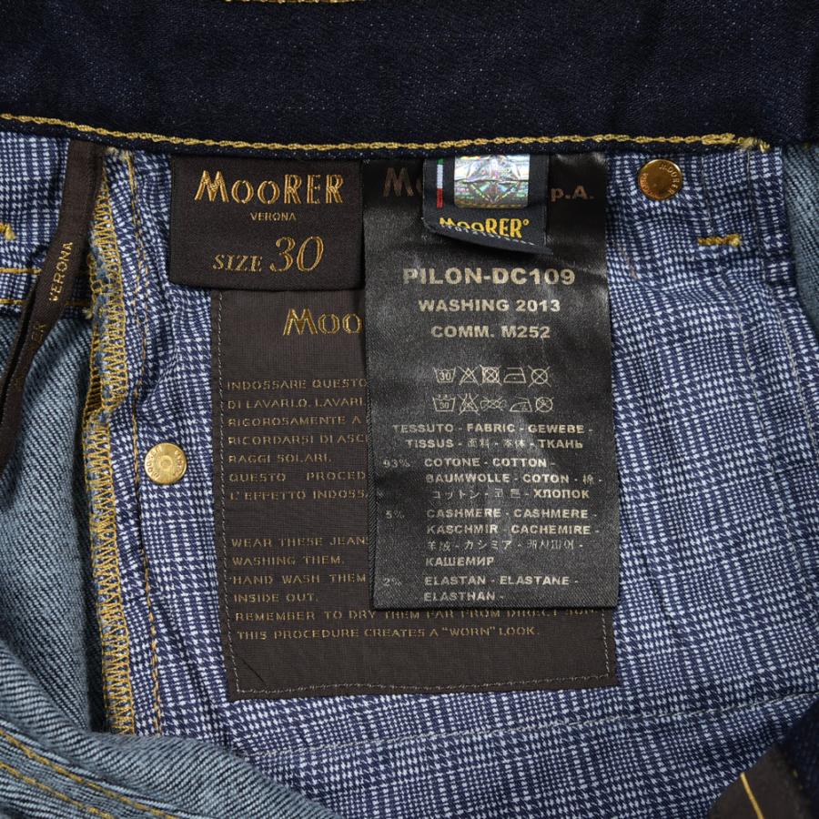 MOORER ムーレー / PILON-DC109 デニムジーンズ 5ポケット パンツ 日本製生地 コットン カシミヤ ストレッチ ネイビー / セールの画像