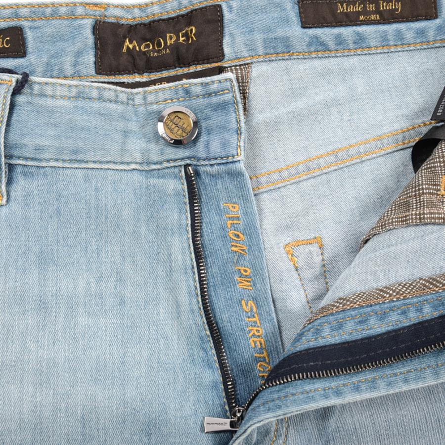 MOORER ムーレー / PILON-PS705 デニムジーンズ 5ポケット パンツ 日本製生地 コットン ストレッチ ライトブルー_12