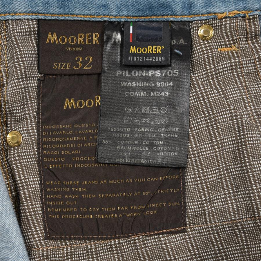 MOORER ムーレー / PILON-PS705 デニムジーンズ 5ポケット パンツ 日本製生地 コットン ストレッチ ライトブルー_17