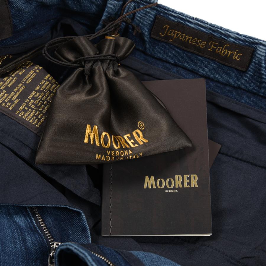 MOORER ムーレー / WILTON-32 LIGHT デニムジーンズ スラックス デニスラ ワンタック イージーパンツ 日本製生地 コットンブルー / セールの画像