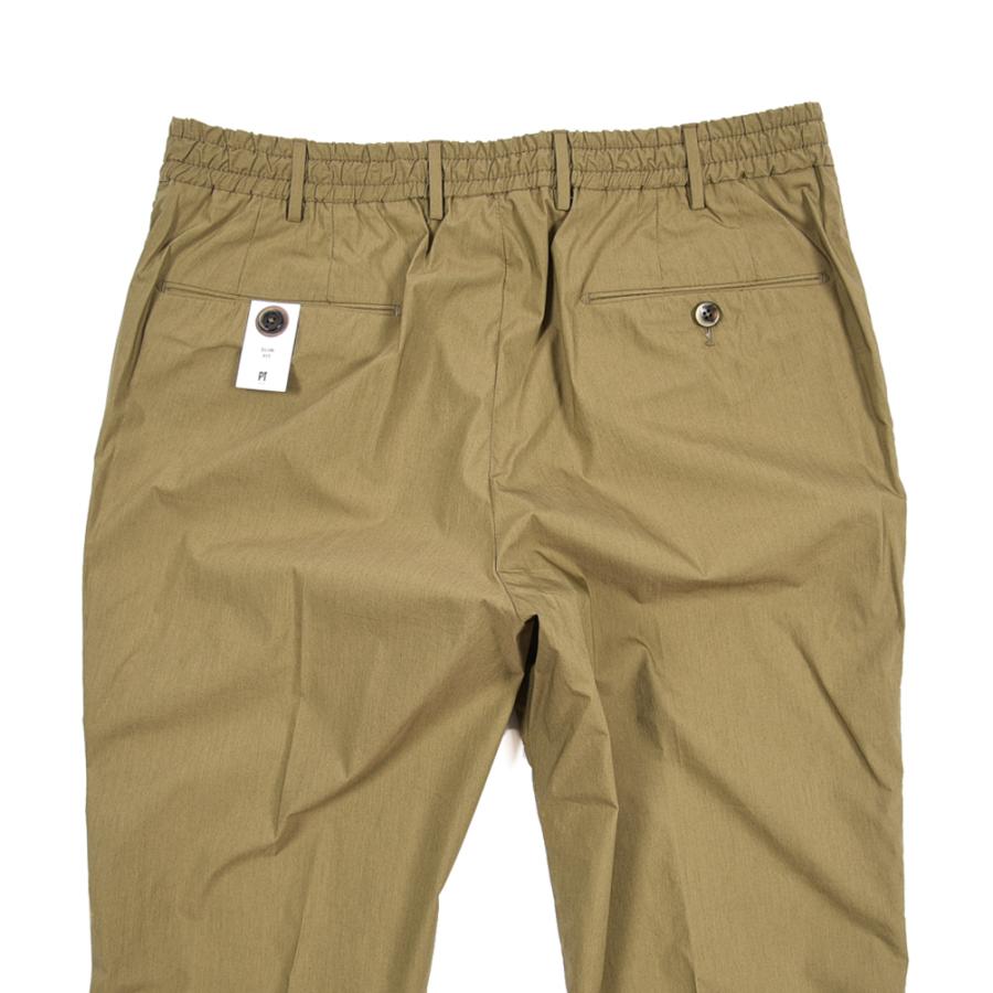 ピーティートリノ PT TORINO SLIM FIT イージースラックス ノータック パンツ 春夏 メンズ コットン ポリアミド ストレッチ カーキグリーン PT01