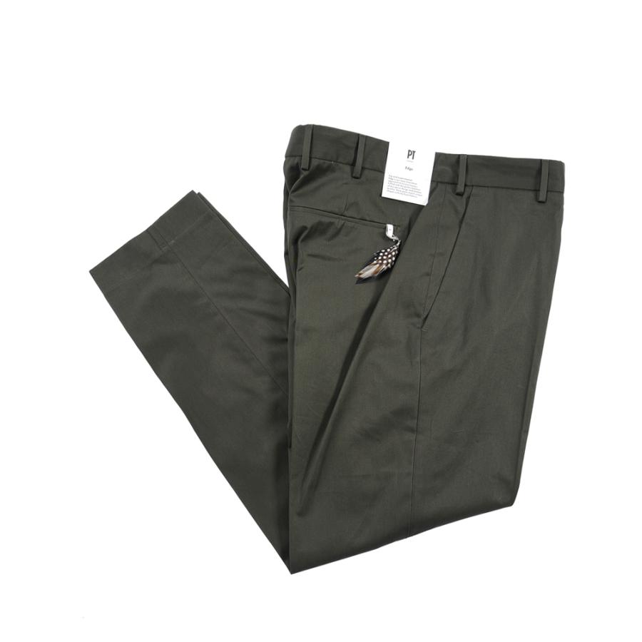 ピーティートリノ PT TORINO EDGE REBEL FIT コットンスラックス ノータック パンツ 春夏 メンズ コットン 100% カーキグリーン PT01