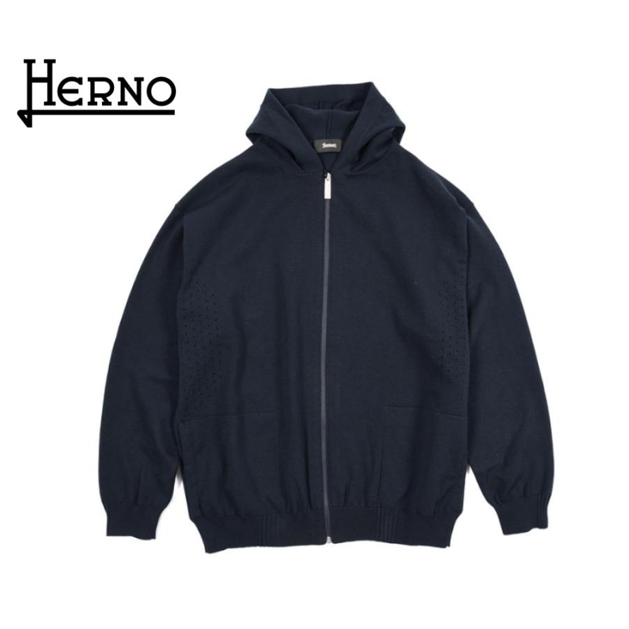 HERNO ヘルノ / LAMINAR ラミナー フーディー スウェットシャツ ジップアップブルゾン ライトアウター コットン ポリエステル ネイビー / 26SSの画像