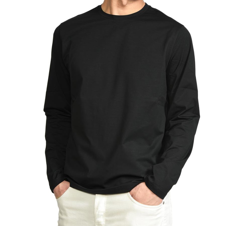 HERNO ヘルノ / 長袖 Tシャツ ロンT カットソー クルーネック コットン ストレッチ ブラック / 26SSの画像