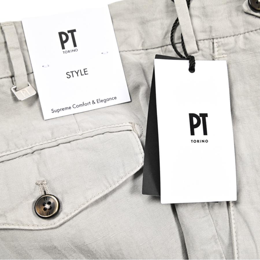 【美品】PTトリノ スラックス リネン コットン ツータック アイボリー M PT TORINO ピーティートリノ / CARROT FIT スラックス ツータック