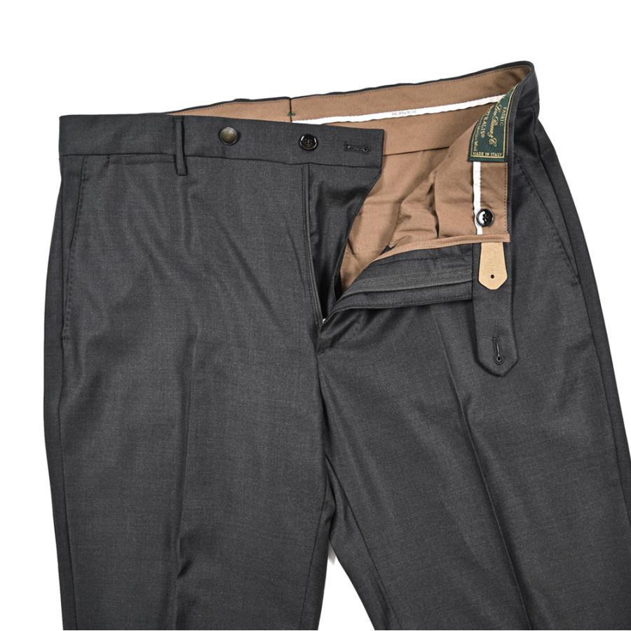 BERWICH ベルウィッチ / VULCANO スラックス ノータック パンツ Loro Piana AUSTRALIS Super 150's ウール100% ダークグレーの画像