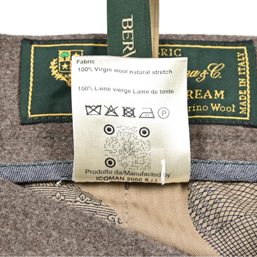 BERWICH ベルウィッチ / CHIAIA スラックス ワンタック インプリーツ パンツ Loro Piana ZELANDER ウール100% グレージュの画像
