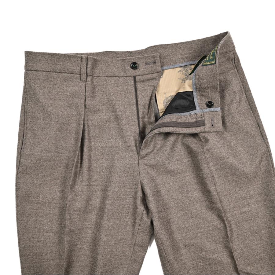 BERWICH ベルウィッチ / CHIAIA スラックス ワンタック インプリーツ パンツ Loro Piana ZELANDER ウール100% グレージュの画像