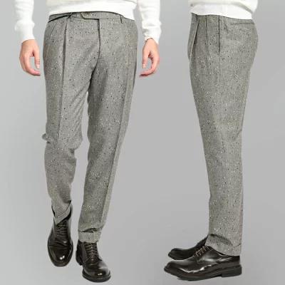 BERWICH ベルウィッチ / BARBER LONG-GD バーバー コットンスラックス ツータック パンツ コットン ストレッチ オフホワイトの画像