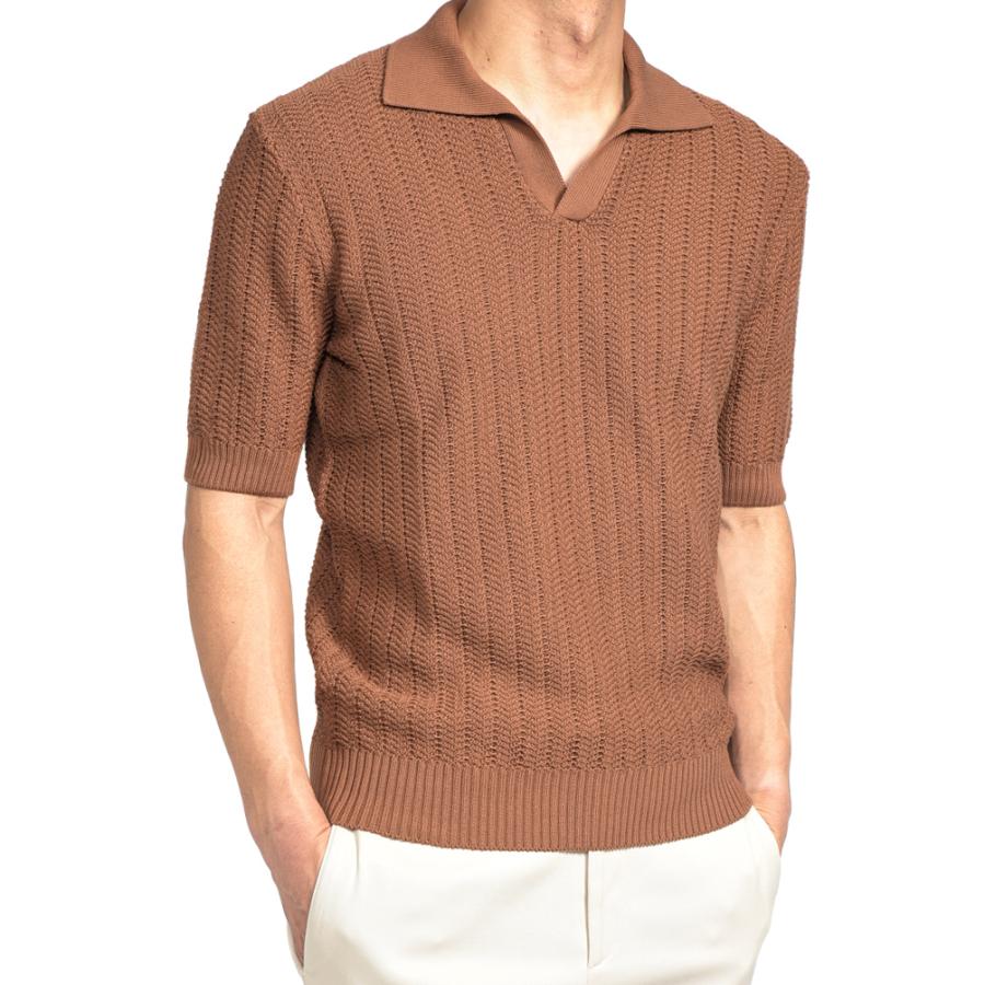 GRAN SASSO ニットポロシャツ ブラウン系 Gran Sasso（グランサッソ） グランサッソ / ニットポロシャツ
