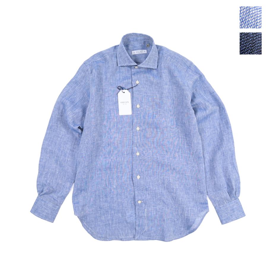 ORIAN オリアン / Vintage Classic 麻シャツ ドレスシャツ ホリゾンタルカラー 長袖 リネン100% ブルー ネイビー 2色展開 / 26SS / セール | ORIAN