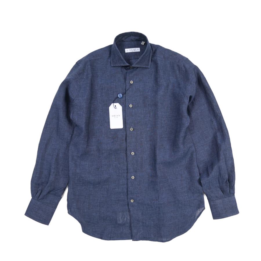 ORIAN オリアン / Vintage Classic 麻シャツ ドレスシャツ ホリゾンタルカラー 長袖 リネン100% ブルー ネイビー 2色展開 / 26SS / セール | ORIAN | 06