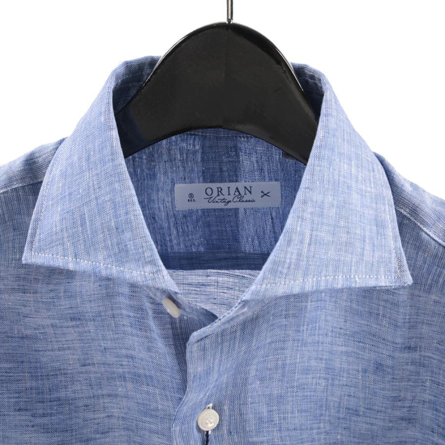 ORIAN オリアン / Vintage Classic 麻シャツ ドレスシャツ ホリゾンタルカラー 長袖 リネン100% ブルー ネイビー 2色展開 / 26SS / セール | ORIAN | 08