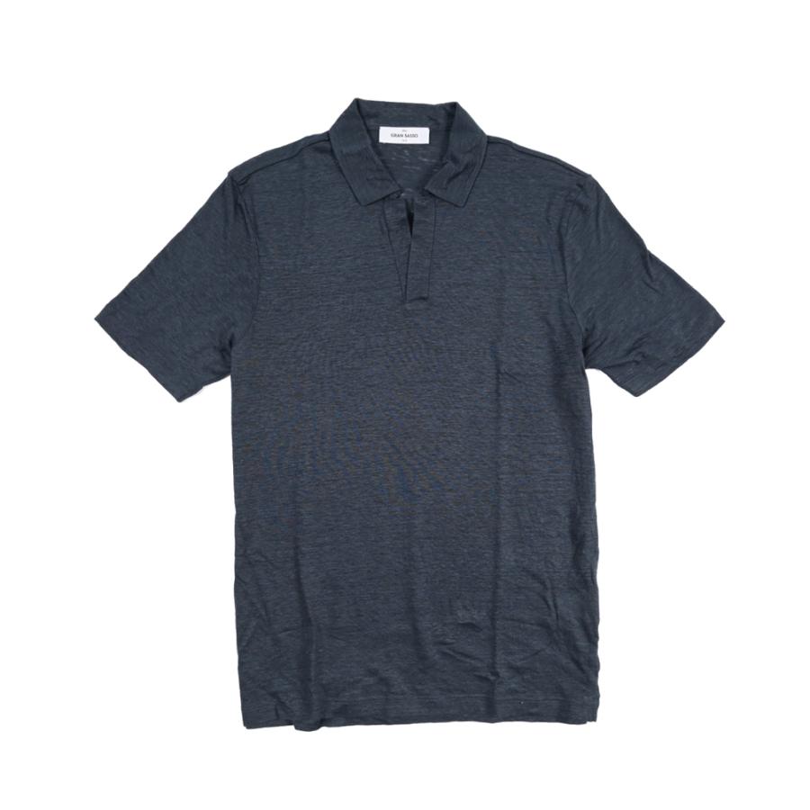 GRAN SASSO リネン スキッパー ポロ 　ネイビー　Size46 新品 Gran Sasso（グランサッソ） グランサッソ / スキッパー ニット