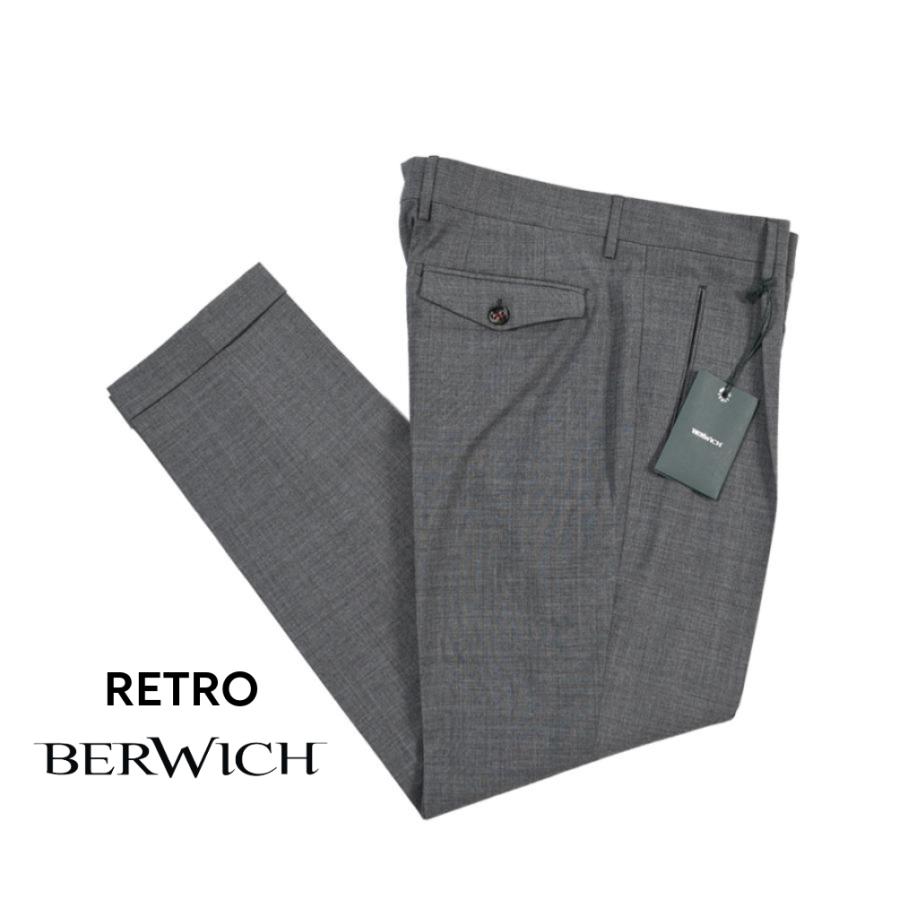 BERWICH ベルウィッチ / RETRO THECA 1P スラックス ワンタック パンツ ウール ストレッチ グレー / 26SS / セール | BERWICH
