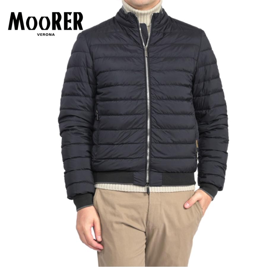 MOORER ムーレー / STRAUSS-S3 ACQUA RESISTANT ダウンジャケット スタンドカラー ライトアウター ストレッチナイロン ダークネイビー