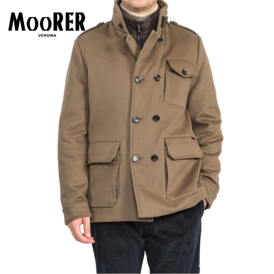 MOORER ムーレー / BOERI-LE ダウンサファリジャケット セミダブルブレスト スタンドカラー ブルゾン アウター ウール カシミヤ ブラウン / セール