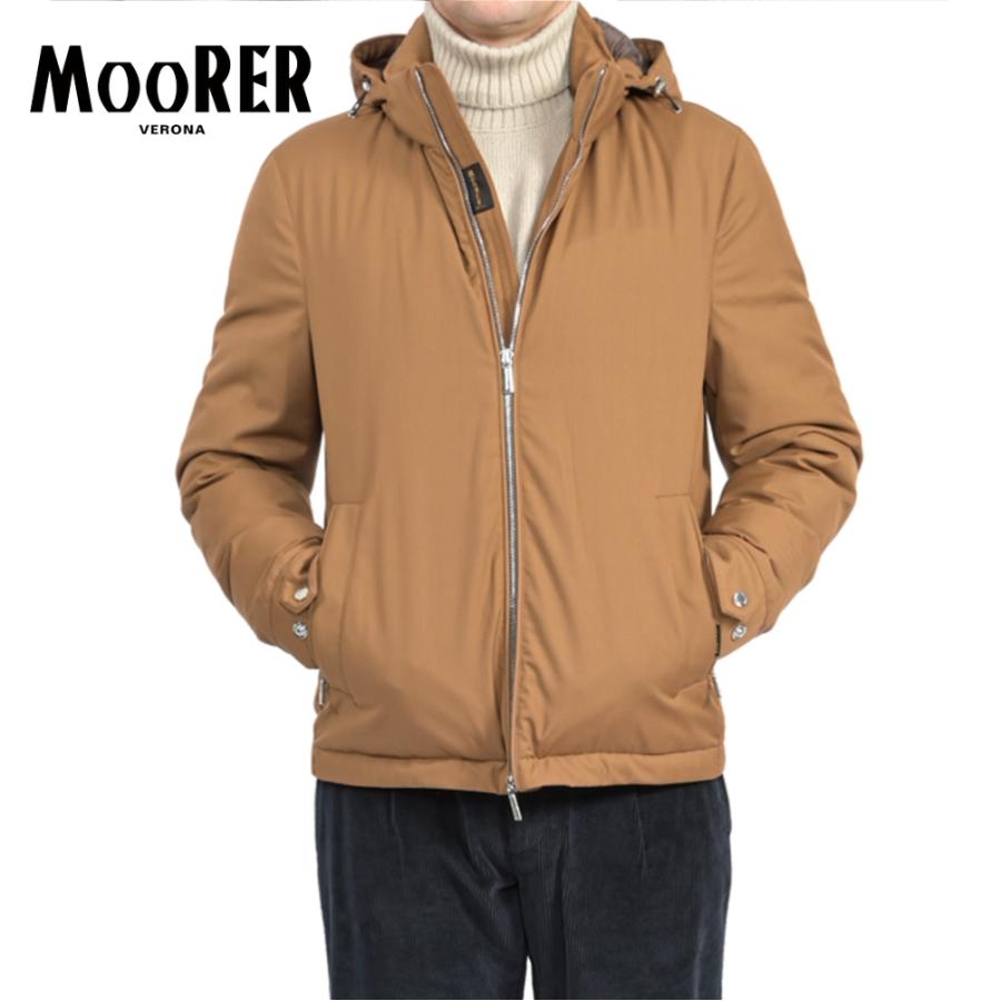 MOORER ムーレー / ALBINI-PUM ダウンジャケット フーディー ブルゾン アウター ACQUA PROOF 防水透湿 ポリエステル ビスコース ブラウン