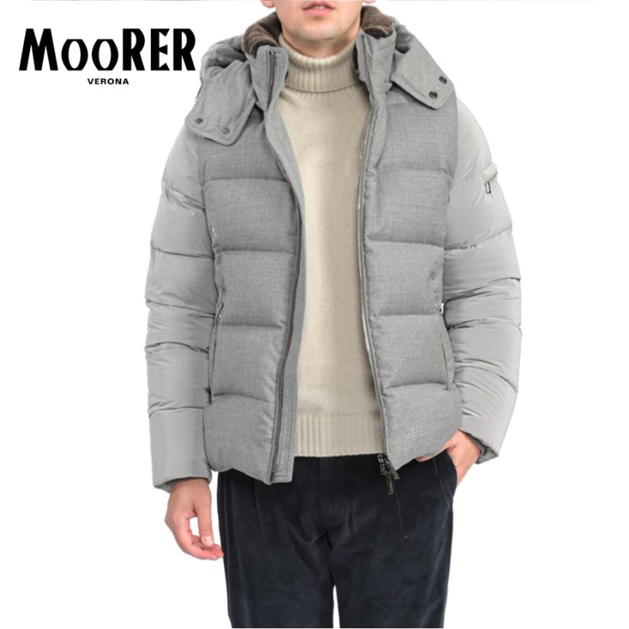 MOORER ムーレー / CASCIANO-FUR-OSL 2WAY ダウンジャケット ダウンベスト フーディー スタンドカラー アウター ウール カシミヤ グレー