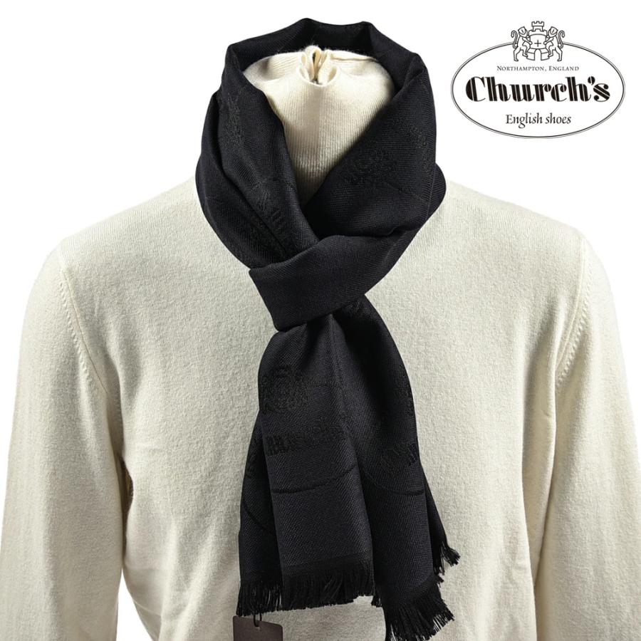Church's（チャーチ） チャーチ / ヴァージンウール100% ロゴマフラー
