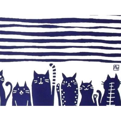 注染手ぬぐい 縞猫 【カヤ】 | 