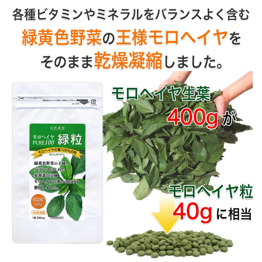 モロヘイヤ 食物繊維 サプリ 800粒入 (2袋 160日分) 無添加 100