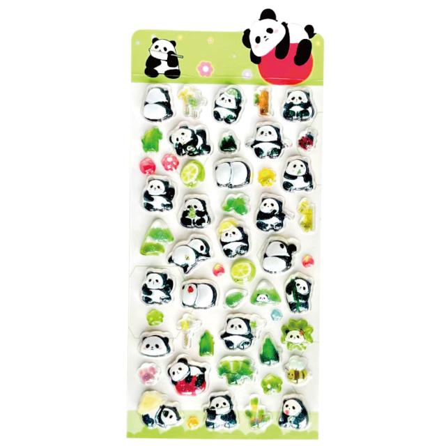 3Dデコシールマスコット 5種5個セット おばけ ネコ うさぎ パンダ