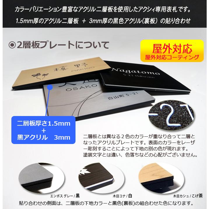 【あんしん1年保証付き】   表札 アクリル ネームプレート   LIXIL リクシル アクシィ1型対応サイズ   アクリル2層板表札   G-2146  G-STYLE オリジナル表札 |  | 04
