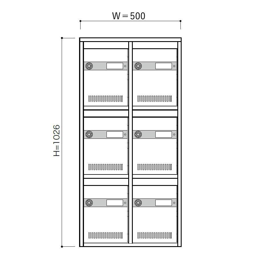 集合郵便受箱   ポスト   コーワソニア   KAM-6　（2列3段）ダイヤル錠 |  | 02