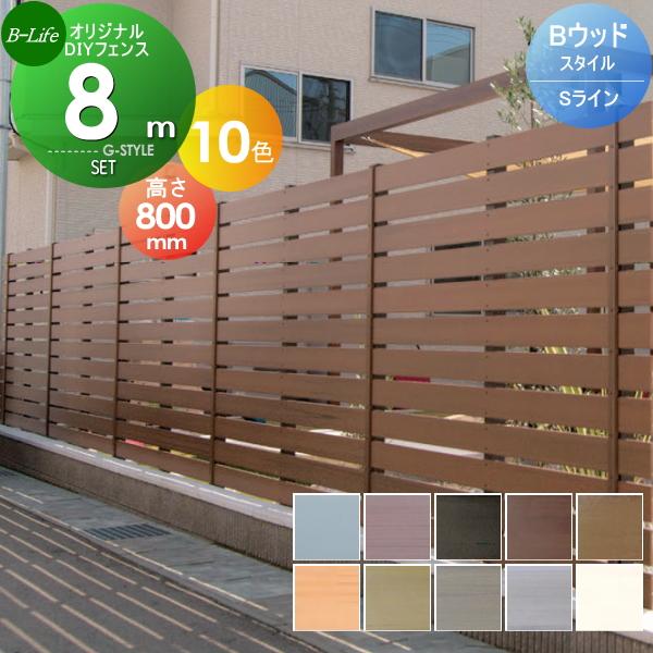 目隠しフェンス オリジナルdiyフェンス Bウッドスタイル Sライン 約8m 4スパン分 H800mm L7980mm用 組立て部材セット ウッドスタイルフェン St06 Stfset S80 04 Diy 建材市場 Style Japan Group 通販 Yahoo ショッピング