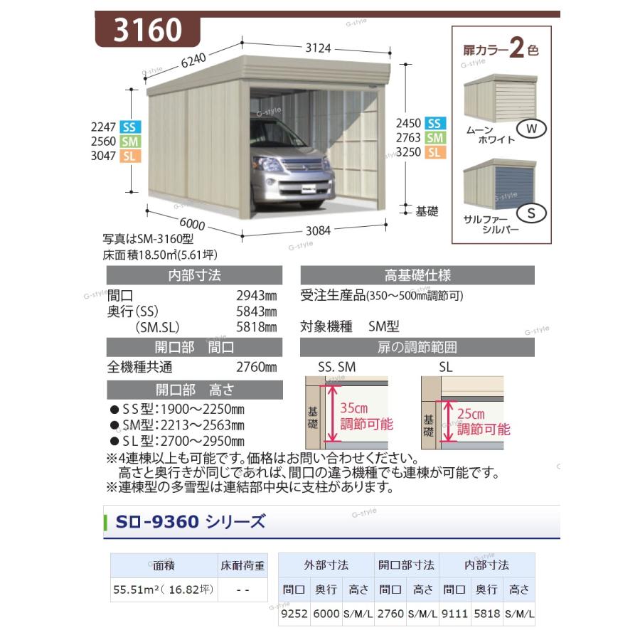 物置　収納　タクボ　物置　SL-Z9360　3連棟　間口9252mm×奥行き6000mm×高さ3250mm　一般型　SL　TAKUBO　3連棟　ベルフォーマ　結露減少屋根　シャッタータイプ　田窪工業所