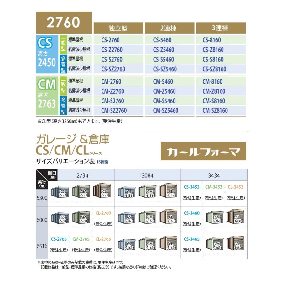 物置 収納 タクボ 物置 TAKUBO 田窪工業所 カールフォーマ CM 3連棟 一般型 標準屋根 間口8202奥行き6000高さ2763 CM-8160 シャッタータイプ 3連棟 収納庫 屋外 - 2