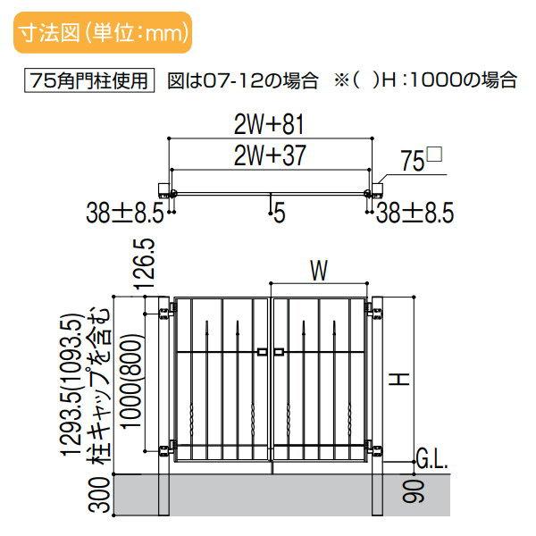 鋳物門扉　LIXIL　リクシル　TOEX　囲い　3型　DIY　塀　境界　08-10　扉1枚寸法800×1,000　本体・取っ手(取手)セット　ラフィーネ　柱使用　両開き　ガーデン　壁