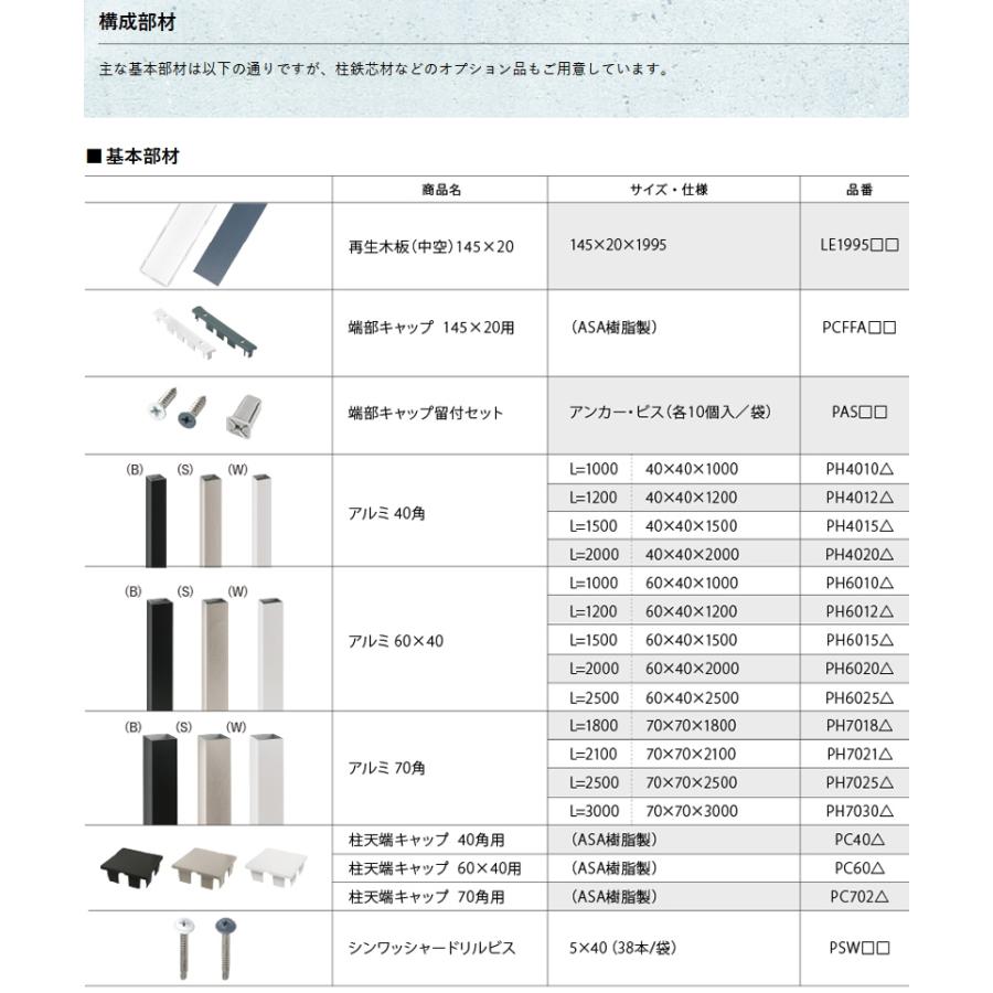 【セット商品】フェンス 目隠し ECOMOC FENCE(エコモックフェンス)  リミテッドエディション たて貼り 板64列 本体・柱・部品 組立て部材セット   H1800mm×｜sjg-f｜03