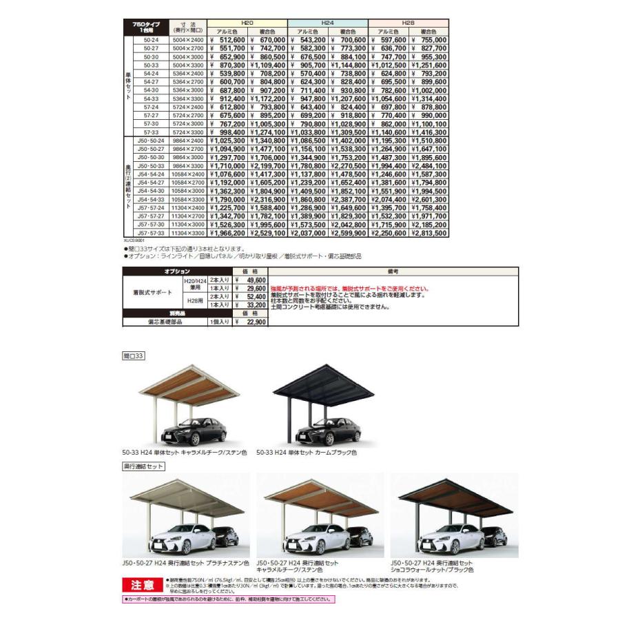 カーポート 1台用 YKK YKKap ルシアスカーポート 750タイプ 単体セット 57-30 H28 アルミ色 UCS-B 駐車 車庫 ...
